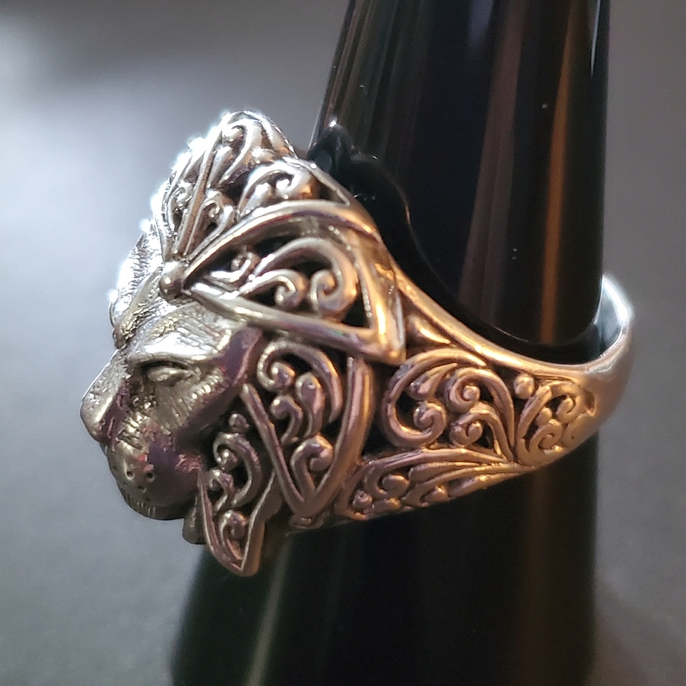 925 Sterling Silver Lion Ring - image 2